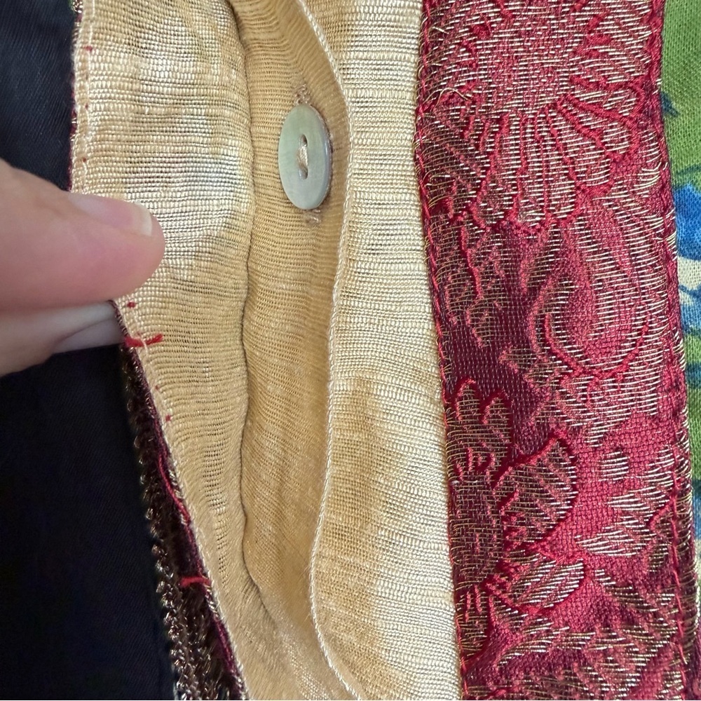 J. Peterman Boho Patchwork Caftan Maxi Dress Duster Size 12 Festival Jaisalmer - Picture 6 of 16